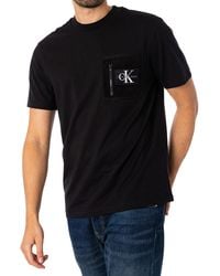 Calvin Klein Fleece Pocket T-shirt - Black