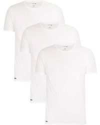 Lacoste Essentials Lounge 3 Pack Slim Crew T-shirts - White