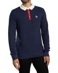 Fila - Nowell Waffle Knitted Longsleeved Polo Shirt - Lyst