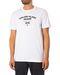 Calvin Klein - Varsity Curve Logo T-shirt - Lyst