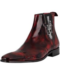 Jeffery West Skull Chelsea Leather Polished Boots - Red