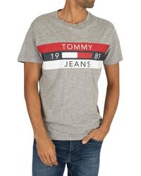 Tommy Jeans Men/'s Contrast Neck Washed T-Shirt Blue