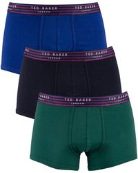 Ted Baker 3 Pack Fitted Trunks - Green