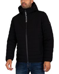 padded hooded stretch bomber jacket tommy hilfiger