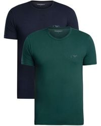 Emporio Armani - 2 Pack Lounge Crew Neck Fitted T-shirt - Lyst
