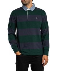 GANT - Chambray Stripe Heavy Rugger Longsleeved Polo Shirt - Lyst