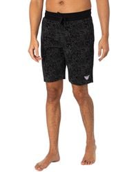 Emporio Armani - Lounge Brand Pattern Sweat Shorts - Lyst
