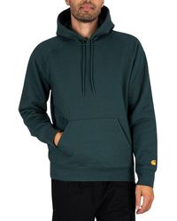 Save 44% Carhartt WIP Chase Hoodie Green In Cotton in Blue for Men Mens Clothing Activewear gym and workout clothes Hoodies 