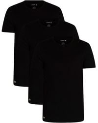 Lacoste Essential Cotton Crew Neck Regular Fit Undershirt Set, 3-piece - Black