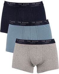 Ted Baker 3 Pack Fitted Trunks - Blue