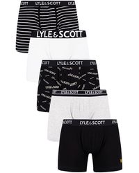 White Men's Lyle And Scott Nathan 3 Pack Boxer Shorts in Black Grey 
