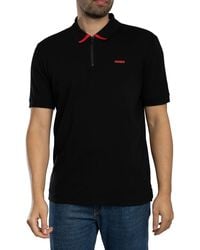 HUGO - Dalomino Zip Polo Shirt - Lyst