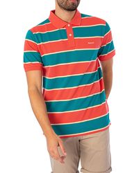 GANT - Stripe Pique Polo Shirt - Lyst