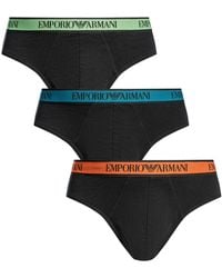 Emporio Armani - 3 Pack Cotton Stretch Briefs - Lyst