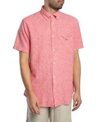 GANT - Regular Cotton Linen Short Sleeved Shirt - Lyst