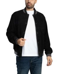 HUGO - Ledam Suede Bomber Jacket - Lyst