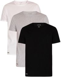 Multicoloured XL Lacoste Mens Essentials Lounge 3 Pack Slim Crew T-Shirts 