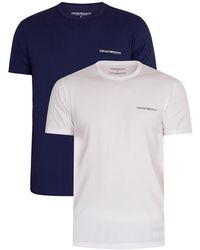 Emporio Armani 2 Pack Lounge Crew T-shirts - White