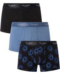 Ted Baker 3 Pack Cotton Stretch Trunks - Blue