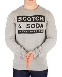 Scotch & Soda Ams Blauw Graphic Sweatshirt - Gray