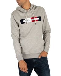 Tommy Hilfiger Logo Pullover Hoodie - Gray