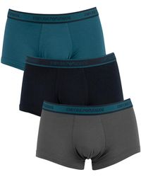 Emporio Armani 3 Pack Trunks - Blue