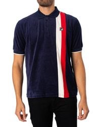 Fila - Terra Colour Block Velour Polo Shirt - Lyst