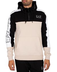 EA7 Cotton Logo-print Zipped Hoodie in Black Mens Activewear Grey gym and workout clothes gym and workout clothes EA7 Activewear for Men 