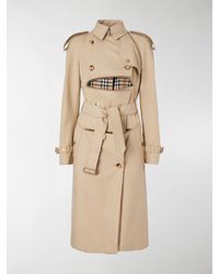Burberry Deconstructed Cotton-shearling Trench Coat - Natural