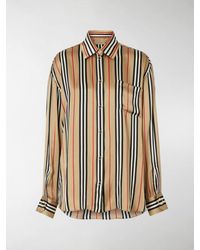 Burberry Oversized-Seidenhemd mit Streifen - Braun