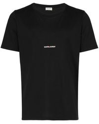 Herren Bekleidung T-Shirts Kurzarm T-Shirts Saint Laurent Leinen Gestreiftes T-Shirt in Schwarz für Herren 