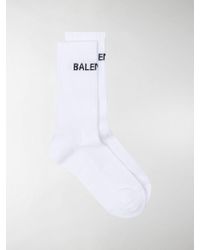 Balenciaga Logo Print Cotton Socks - White