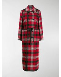 DSquared² Long Checked Coat - Red