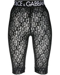 Dolce & Gabbana Logo-waistband Lace Shorts - Black