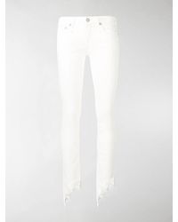 R13 Distressed Hem Jeans - White