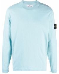 Stone Island Logo-patch Long-sleeve Sweater - Blue