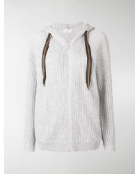 Brunello Cucinelli Ribbed Knit Hoodie - Gray
