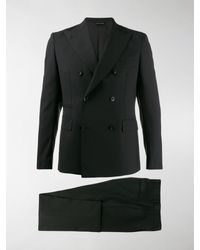 Tonello Fitted Double-breasted Suit - Black