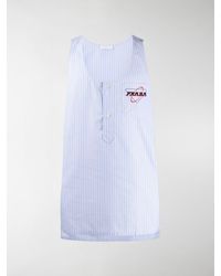 Prada Striped Logo Tank Top - Blue