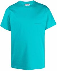 Balenciaga Embroidered Logo Cotton T-shirt - Blue