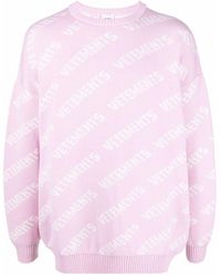 Vetements Monogram Pattern Knitted Jumper - Pink