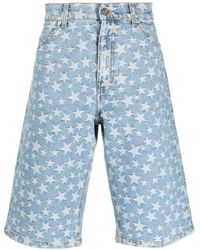 Blue Star-jacquard denim shorts, ERL