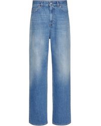 Damen Bekleidung Jeans Jeans mit gerader Passform Valentino Denim High-Rise Jeans aus Baumwolle in Blau 