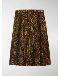 Burberry Leopard Print Pleated Skirt - Brown