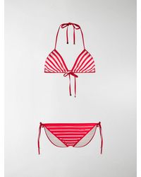 Valentino Striped Triangle Bikini - Red