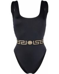 Versace Greca& Logo One-piece Swimsuit - Black