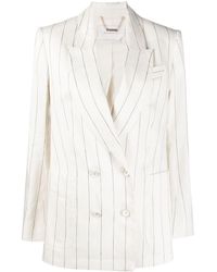 blazers et vestes de tailleur Blazer Lovestruck à fines rayures Synthétique Zimmermann en coloris Blanc Femme Vêtements Vestes Vestes sport 