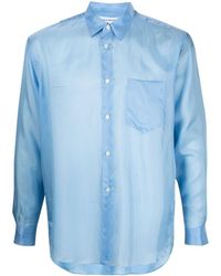 Comme des Garçons Pointed Collar Long-sleeved Shirt - Blue