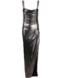 Balmain Silver Jersey Long Dress - Black