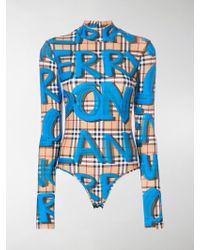 Burberry Graffiti High Neck Playsuit - Blue